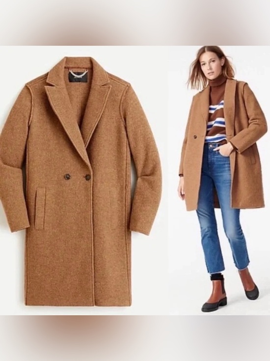 J. Crew Jackets & Blazers - J.Crew Women’s Daphne Italian Boiled Wool Topcoat Tan Size 4